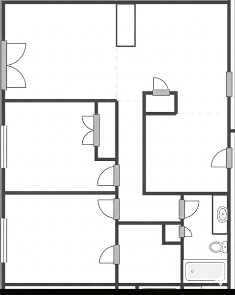 Floor plan for 2 beds, 1 bath, 725 sqft